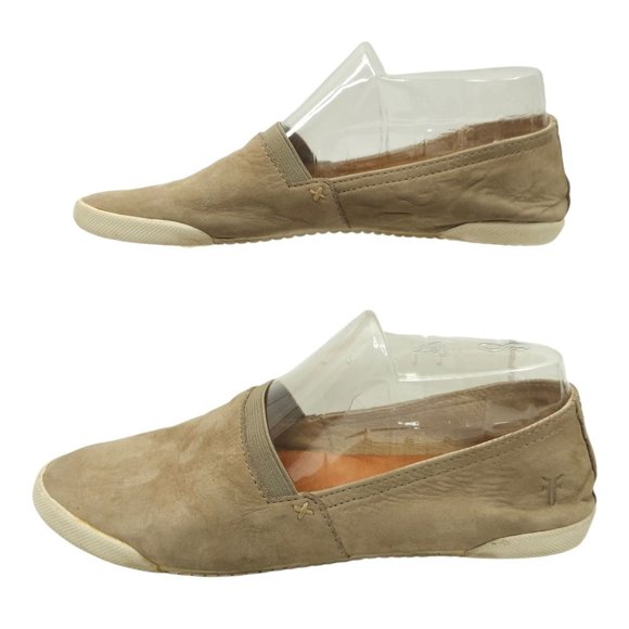 Frye Melanie Womens Slip On Sneaker Size 7.5 Nubuck Leather Taupe Gray Shoes - Picture 11 of 12